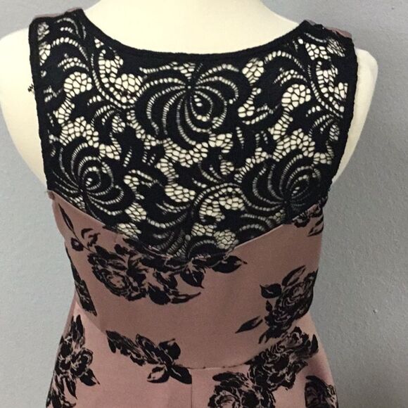 Trixxi Clothing Company Dusty Rose Pink Black Skater Glitter Dress Lace Medium - Picture 4 of 5